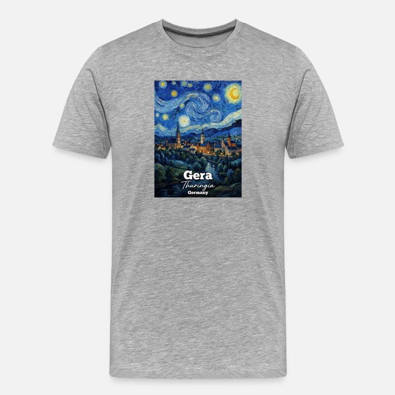 Gera Thuringia Germany Sternennacht - Männer Premium Bio T-Shirt - Grau meliert