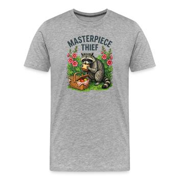 Voleur pique-de ratons laveurs - T-shirt bio Premium Homme - gris chiné - Devant - Damien (186cm)