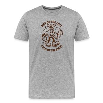 Hot left cold right | Plumber Humor - Men's Premium Organic T-Shirt - heather grey - Front - Damien (186cm)