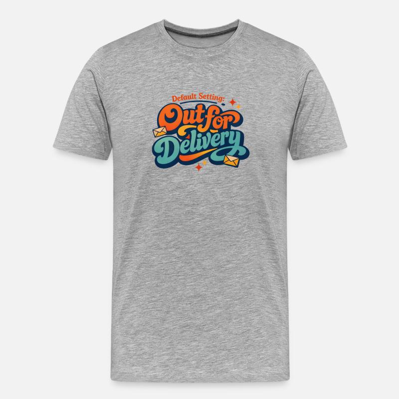 Standardmodus Auslieferung | Postboten Spruch - Männer Premium Bio T-Shirt - Grau meliert