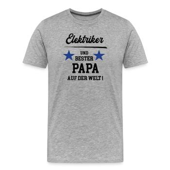 Elektriker Bester Papa Vatertag Geburtstag - Männer Premium Bio T-Shirt - Grau meliert - Vorne - Damien (186cm)