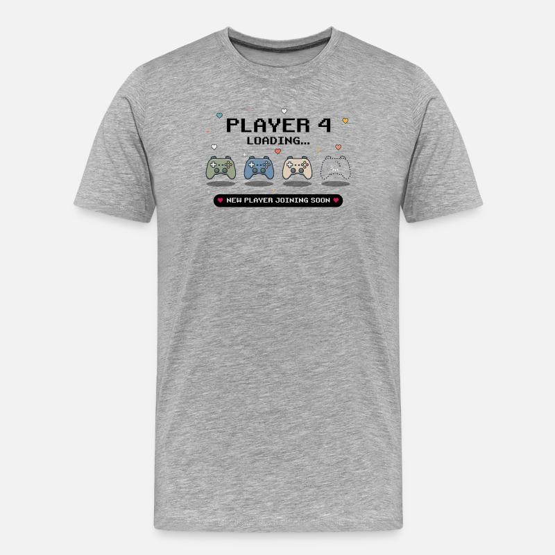 Player 4 Loading - Baby Announcement - Männer Premium Bio T-Shirt - Grau meliert