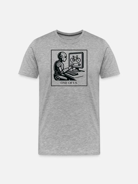 Robotics Design Bicycle on Monitor - Men's Premium Organic T-Shirt - heather grey