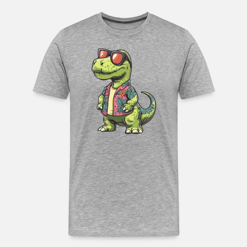 Dinosaurier brontosaurus Comic Urlaub - Männer Premium Bio T-Shirt - Grau meliert