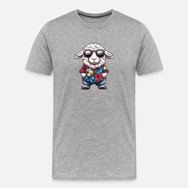 Schaf Comic Urlaub - Männer Premium Bio T-Shirt - Grau meliert