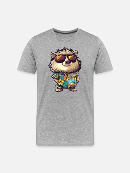 Hedgehog Comic Holiday - Men's Premium Organic T-Shirt - heather grey