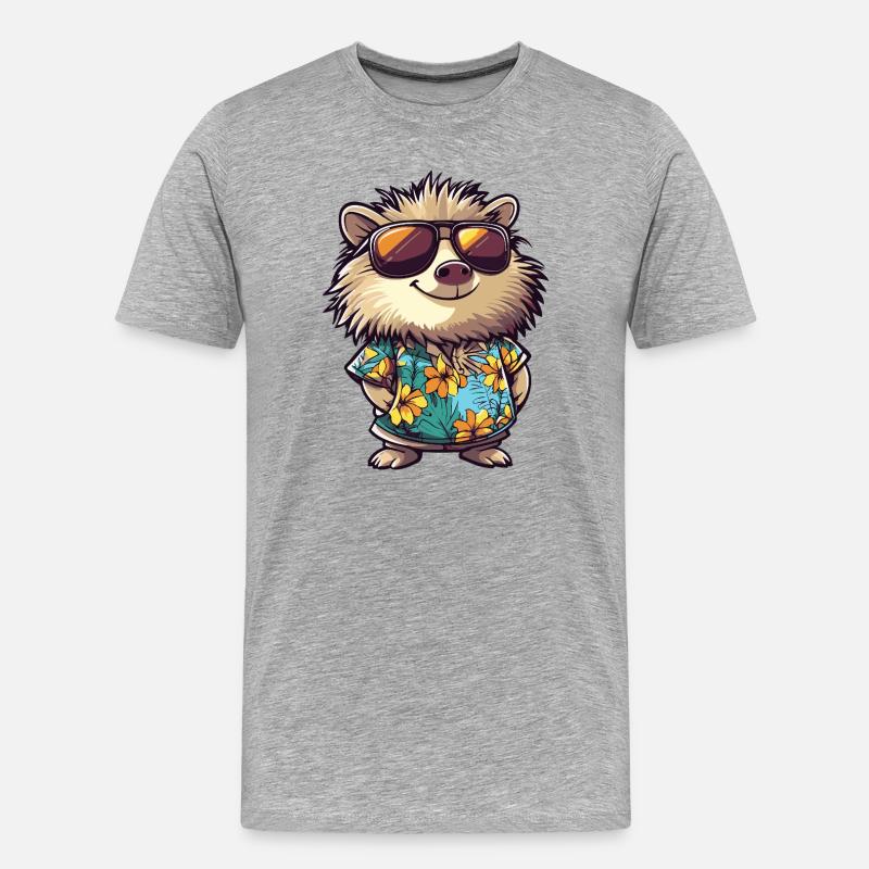 Igel Comic Urlaub - Männer Premium Bio T-Shirt - Grau meliert