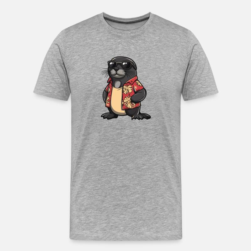 Robbe Comic Urlaub - Männer Premium Bio T-Shirt - Grau meliert