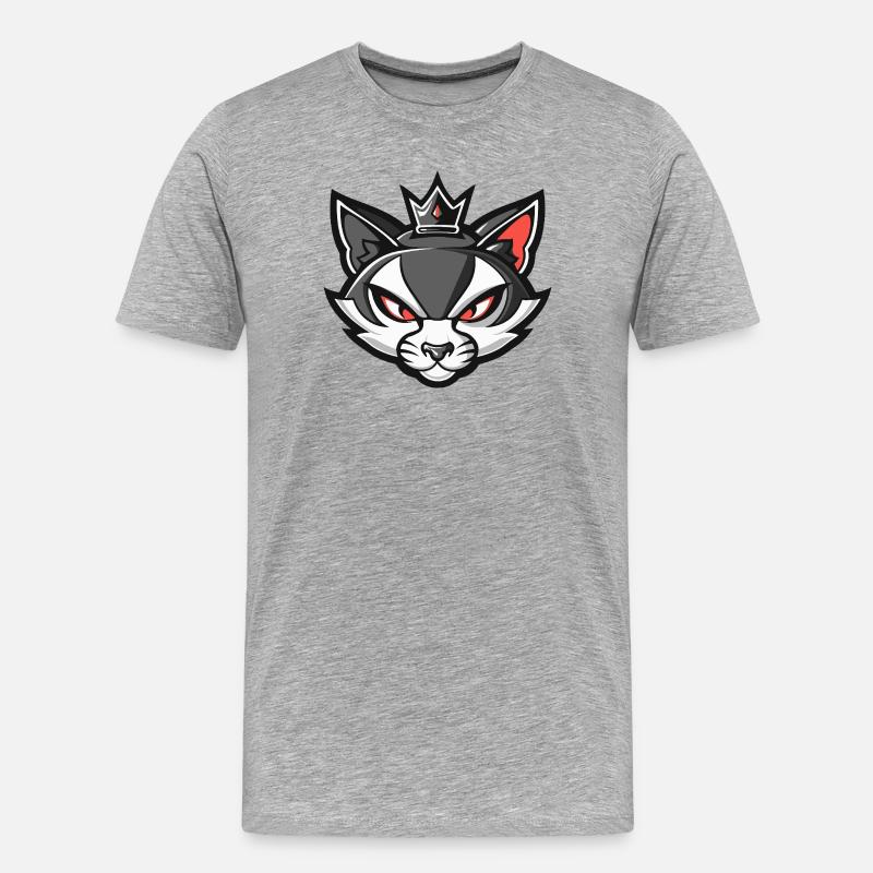 Katze Kopf Krone - Männer Premium Bio T-Shirt - Grau meliert