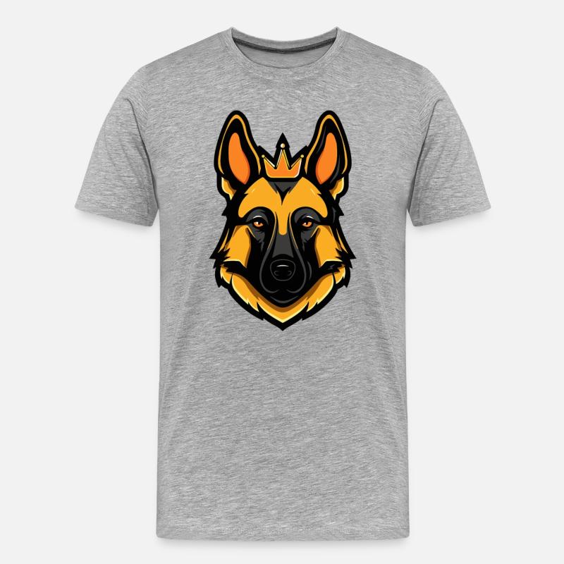 Schäferhund Hund Krone - Männer Premium Bio T-Shirt - Grau meliert
