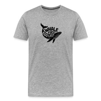 WHALE FIRST • EGO LAST #3 - Men's Premium Organic T-Shirt - heather grey - Front - Damien (186cm)