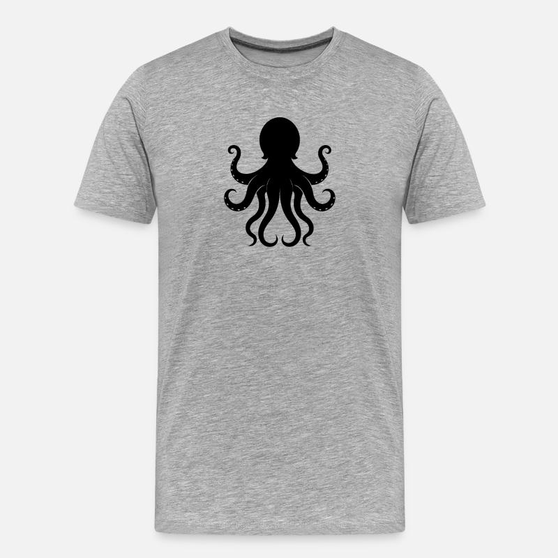 Krake - Männer Premium Bio T-Shirt - Grau meliert