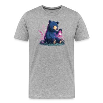 Ours avec lanterne - T-shirt bio Premium Homme - gris chiné - Devant - Damien (186cm)
