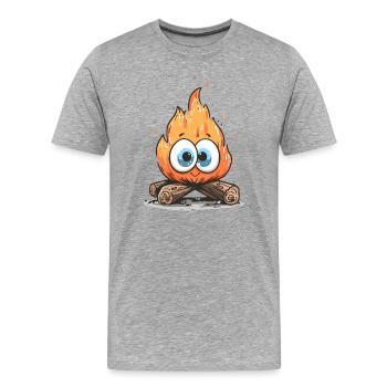 Campfire flame with googly eyes - Men's Premium Organic T-Shirt - heather grey - Front - Damien (186cm)