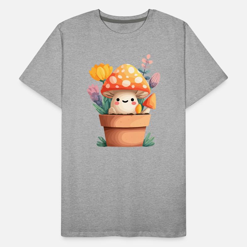 Petit ami champignon dans un pot de fleurs T-shirt bio Premium Homme