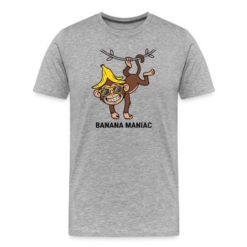 Art de lunettes de soleil Singe Cool Banana Maniac - T-shirt bio Premium Homme - gris chiné - Devant - Damien (186cm)