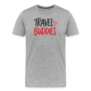 Logo du cœur des Travel Buddies - T-shirt bio Premium Homme - gris chiné - Devant - Damien (186cm)