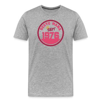 Mutti 1976 - Männer Premium Bio T-Shirt - Grau meliert - Vorne - Damien (186cm)