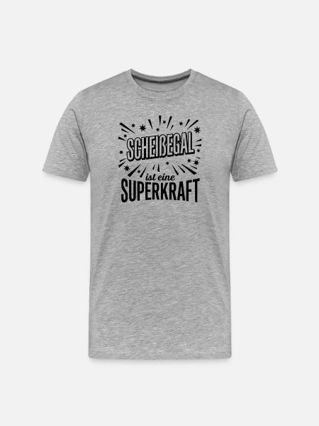 Scheissegal Superkraft - Lustiger Spruch Slogan - Männer Premium Bio T-Shirt - Grau meliert