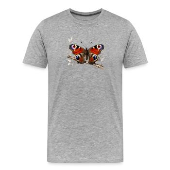Peacock Butterfly on Branch - Men's Premium Organic T-Shirt - heather grey - Front - Damien (186cm)