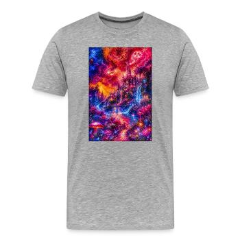 Chromatische Schloss-Traumlandschaft - Männer Premium Bio T-Shirt - Grau meliert - Vorne - Damien (186cm)