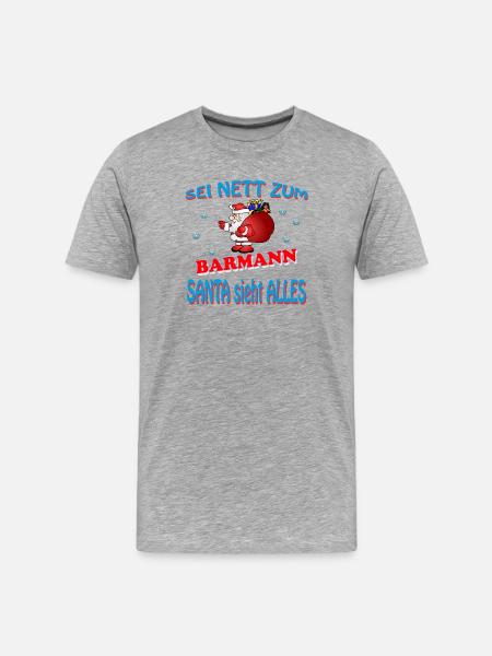 SANTA BARMANN - Männer Premium Bio T-Shirt - Grau meliert