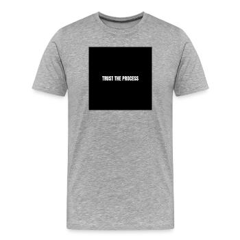 Vertrauen in den Prozess - Männer Premium Bio T-Shirt - Grau meliert - Vorne - Damien (186cm)