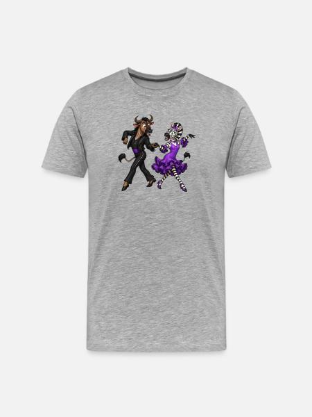 Wildebeest and zebra in passionate dance - Men's Premium Organic T-Shirt - heather grey