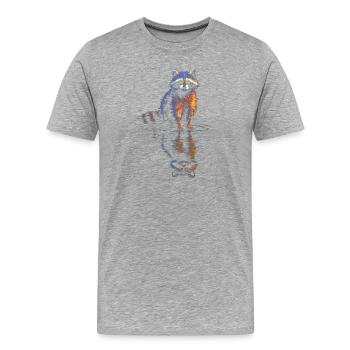 Wasserreflexion Waschbär – Farbenspiel - Männer Premium Bio T-Shirt - Grau meliert - Vorne - Damien (186cm)