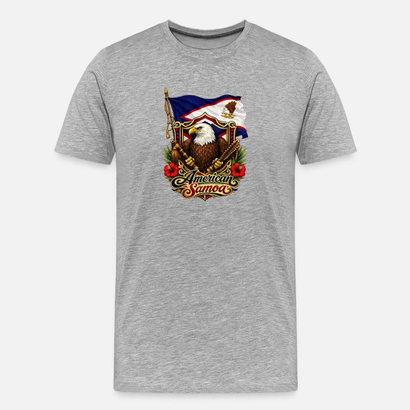 Adlerflagge von Amerikanisch-Samoa - Männer Premium Bio T-Shirt - Grau meliert