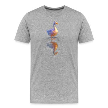 Canard aquarelle au bord de l’étang - T-shirt bio Premium Homme - gris chiné - Devant - Damien (186cm)