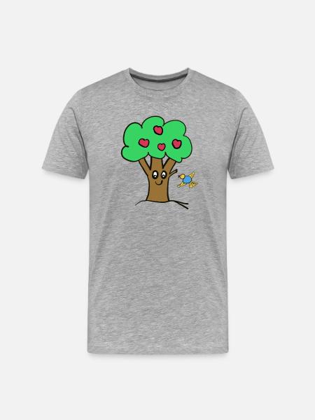 Apple Tree Tree Nature Bird - Men's Premium Organic T-Shirt - heather grey