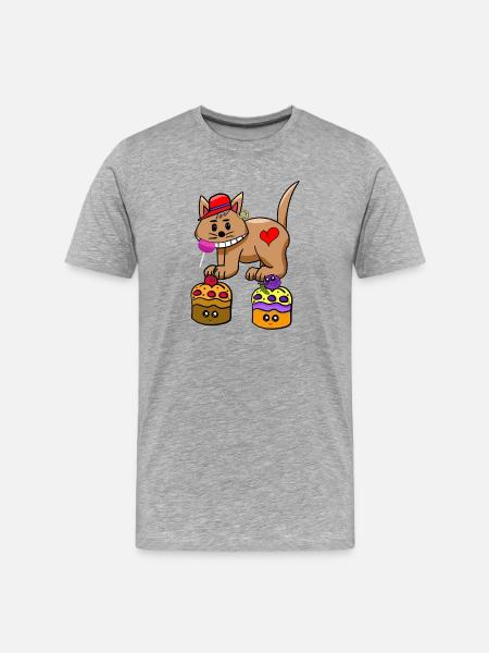 Cat Candy Snacking Muffin Lollipop - Men's Premium Organic T-Shirt - heather grey