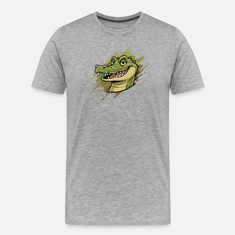 Alligator Graffiti Kopf - Männer Premium Bio T-Shirt - Grau meliert