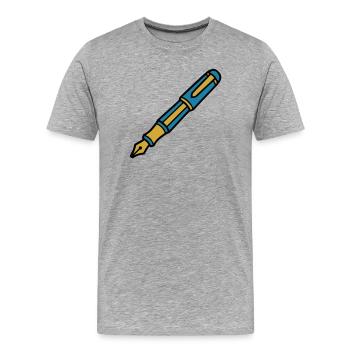 Classic Fountain Pen Calligraphy - Men's Premium Organic T-Shirt - heather grey - Front - Damien (186cm)