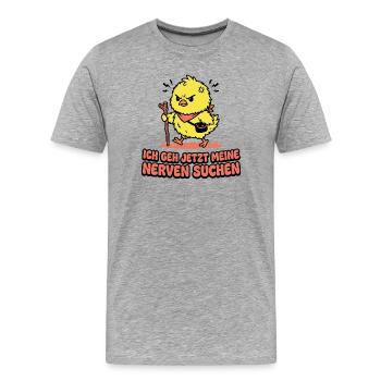 Wütendes Küken. Nerven Suchen - Männer Premium Bio T-Shirt - Grau meliert - Vorne - Damien (186cm)