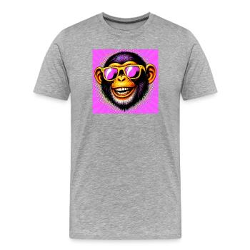 Singe chimpanzé - T-shirt bio Premium Homme - gris chiné - Devant - Damien (186cm)