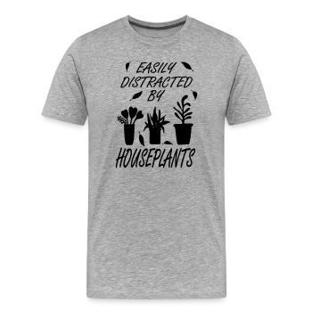 Easily distracted by houseplants - Men's Premium Organic T-Shirt - heather grey - Front - Damien (186cm)