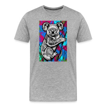 Koala - Männer Premium Bio T-Shirt - Grau meliert - Vorne - Damien (186cm)