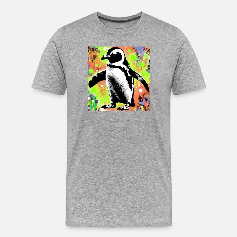 Pinguin - Männer Premium Bio T-Shirt - Grau meliert