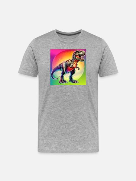 Dinosaurier - Männer Premium Bio T-Shirt - Grau meliert