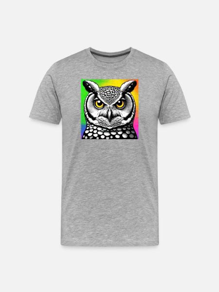 Eule - Männer Premium Bio T-Shirt - Grau meliert
