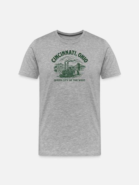 Cincinnati Dampfschiff Erbe - Männer Premium Bio T-Shirt - Grau meliert