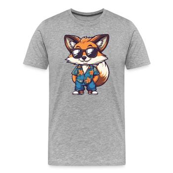 Fox Comic Holiday - T-shirt bio Premium Homme - gris chiné - Devant - Damien (186cm)