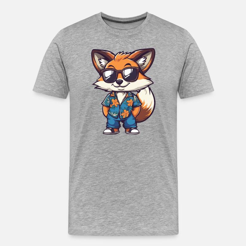 Fuchs Comic Urlaub - Männer Premium Bio T-Shirt - Grau meliert