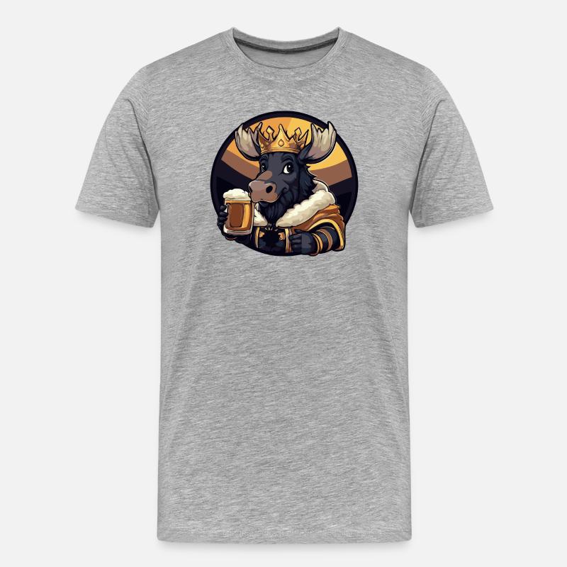 Elch Bier Lustig - Männer Premium Bio T-Shirt - Grau meliert