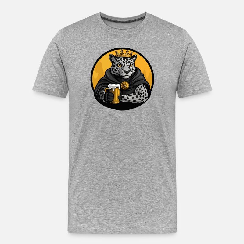Leopard Bier Lustig - Männer Premium Bio T-Shirt - Grau meliert
