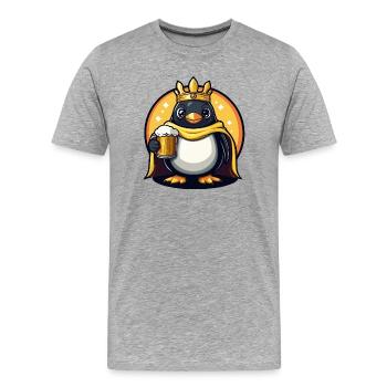 Pinguin Bier Lustig - Männer Premium Bio T-Shirt - Grau meliert - Vorne - Damien (186cm)