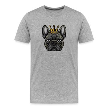 French Bulldog Dog Crown - Men's Premium Organic T-Shirt - heather grey - Front - Damien (186cm)