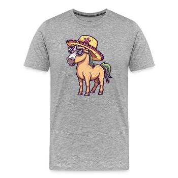 Horse Funny Sombrero - Men's Premium Organic T-Shirt - heather grey - Front - Damien (186cm)